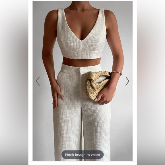 Showpo ADELAIDE TWO PIECE SET - CROP TOP AND WIDE LEG PANTS SET IN WHITE - Picture 5 of 9